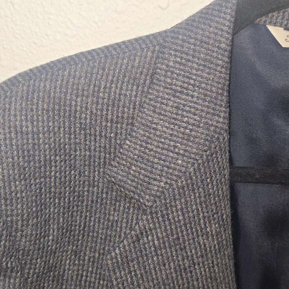 Vintage Him Chic Wool Tweed Blazer Mens 42R USA Made Suede Elbow Patches